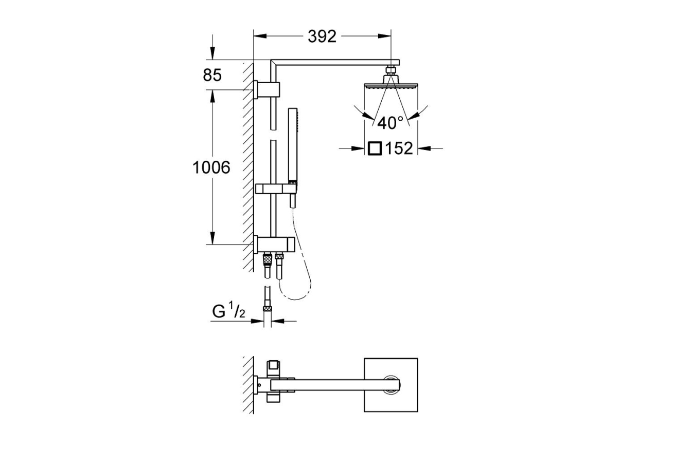 Душевая система GROHE Euphoria Cube System 150 с переключателем потоков, хром (27696000)