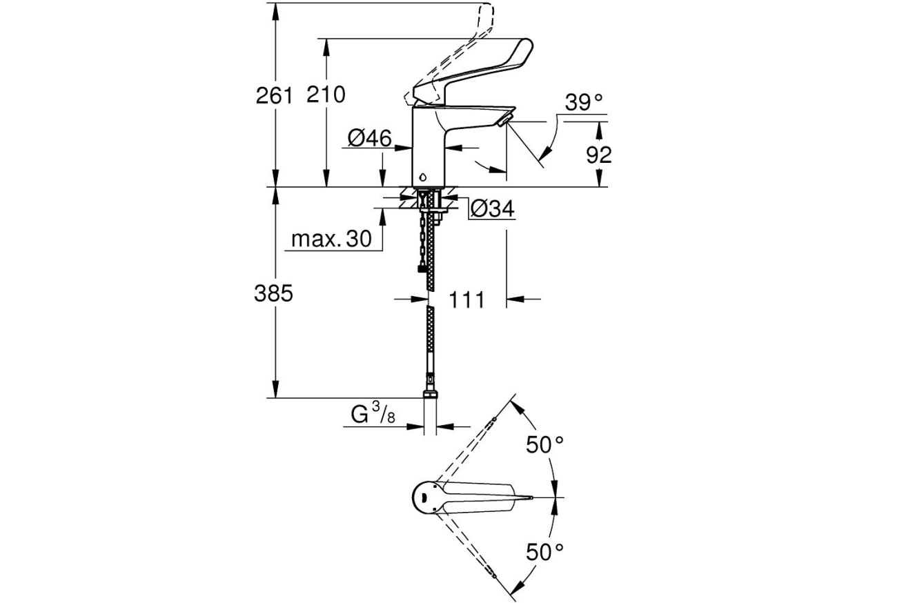 Смеситель для раковины GROHE Eurosmart, S-size, хром (23984003)