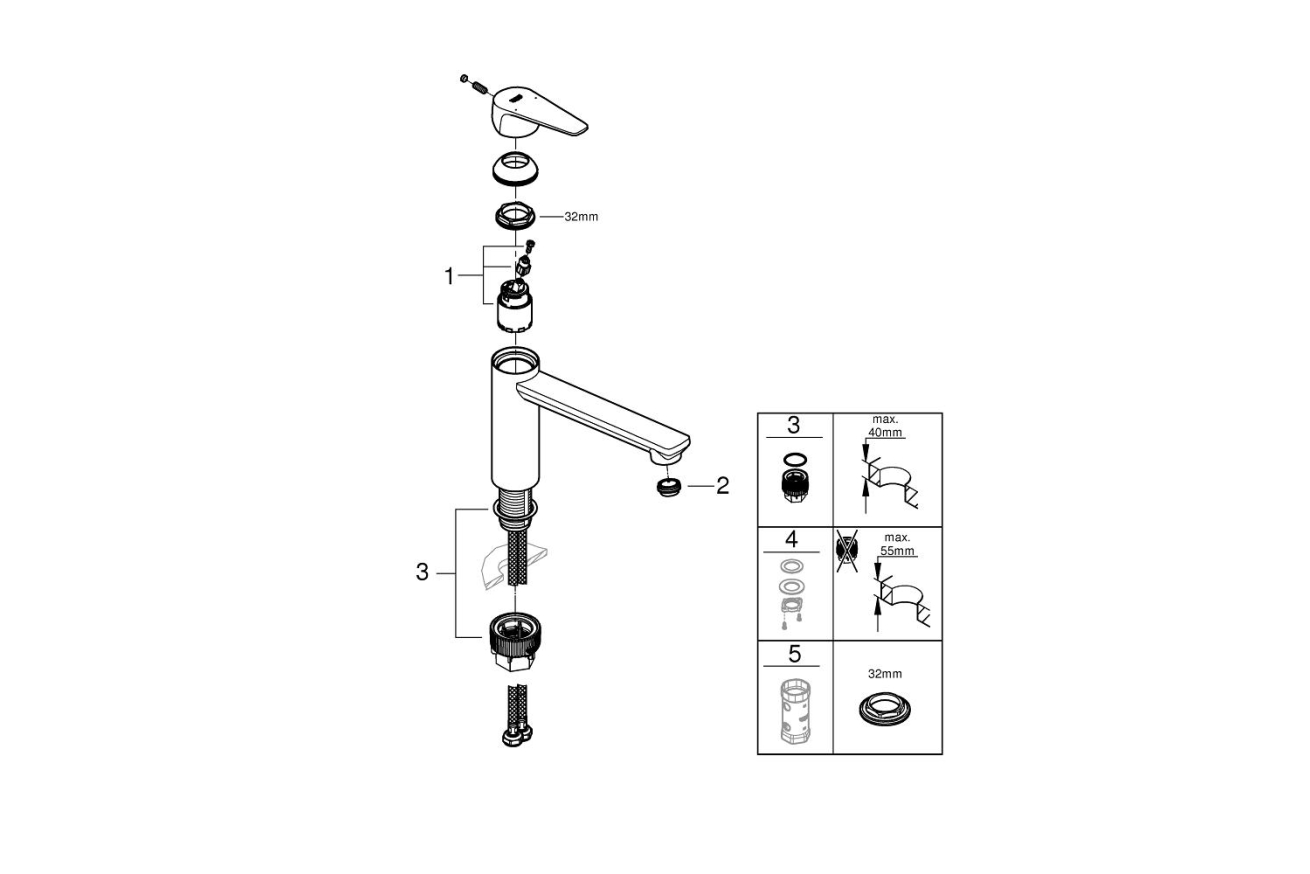Смеситель для кухни GROHE BauEdge, хром (31693000)