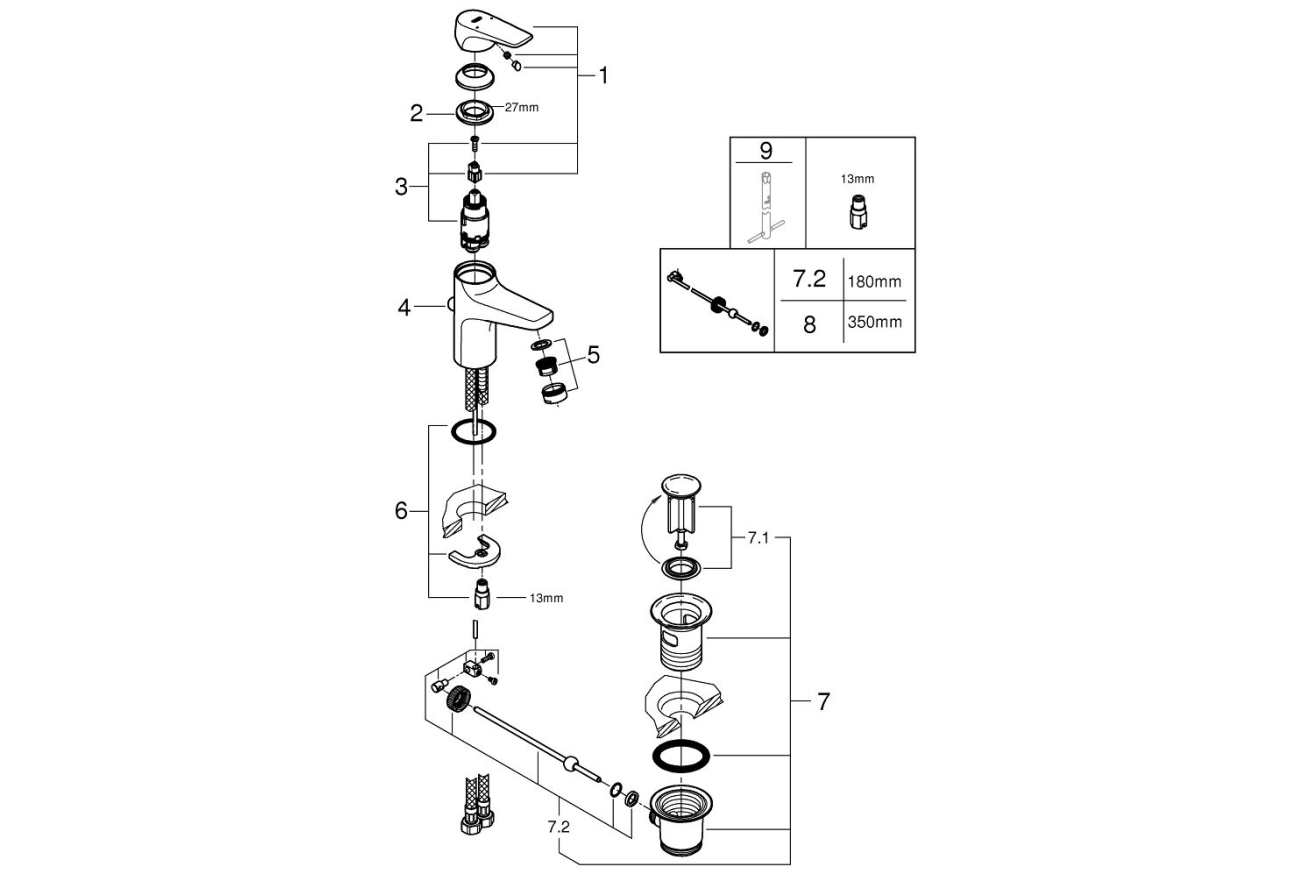 Смеситель для раковины GROHE Start Flow, хром (23809000)