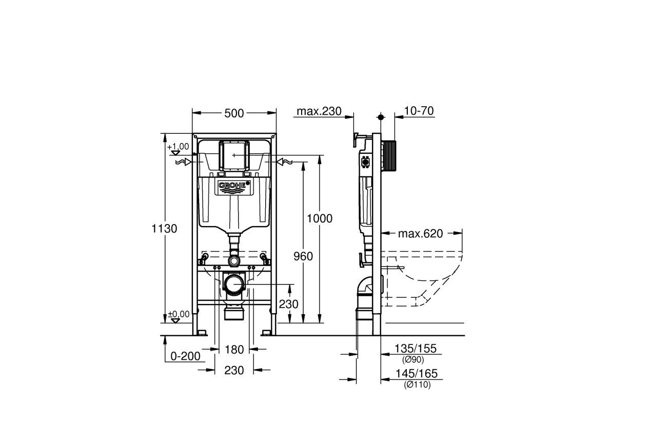 Система инсталляции для унитаза GROHE Rapid SL (38719001)