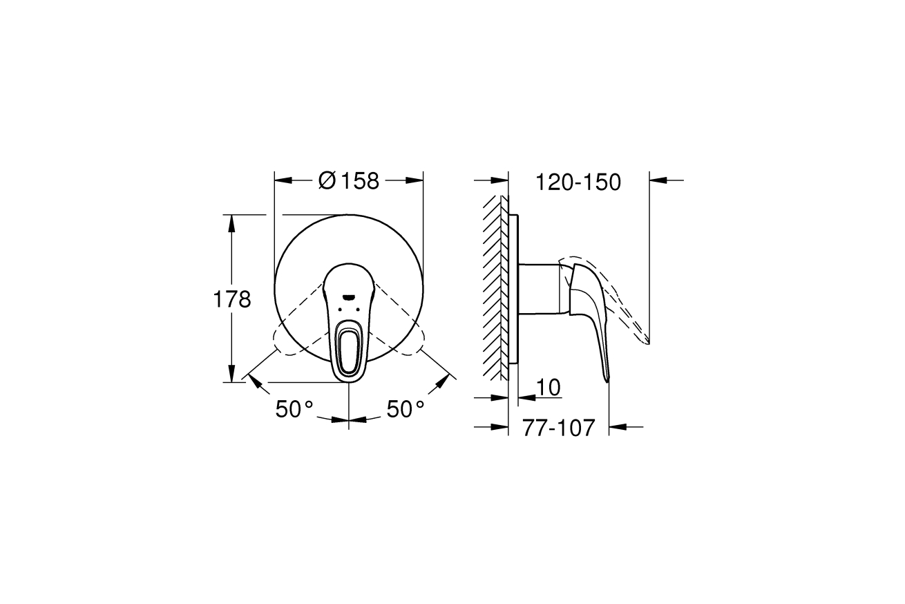 Внешняя часть смесителя для душа GROHE Eurostyle Solid, белая луна (24048LS3)
