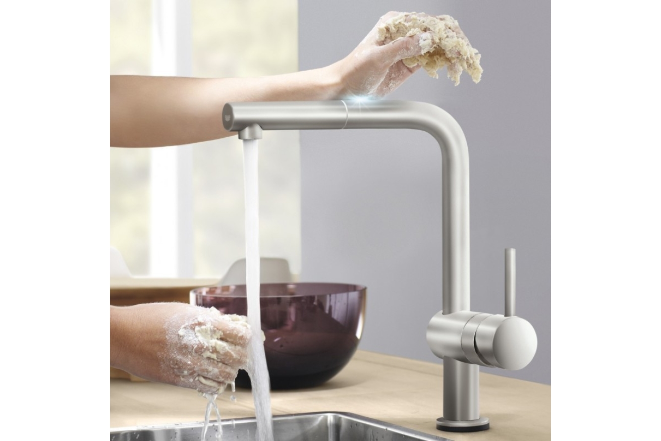 Смеситель для кухни GROHE Minta Touch сенсорный с вытяжным изливом, суперсталь (31360DC1)