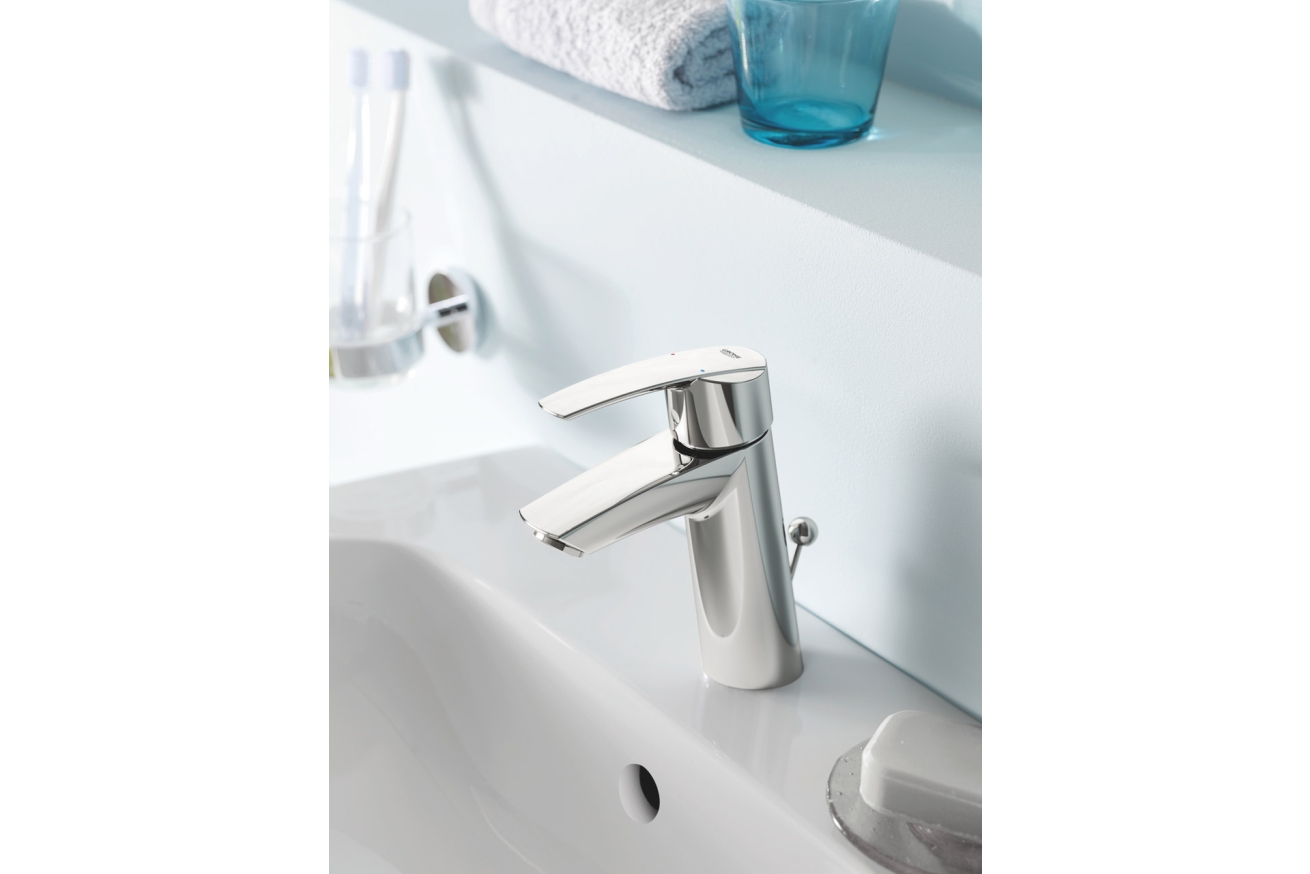 Смеситель для раковины GROHE Start со средним изливом, донный клапан, хром (23455000)
