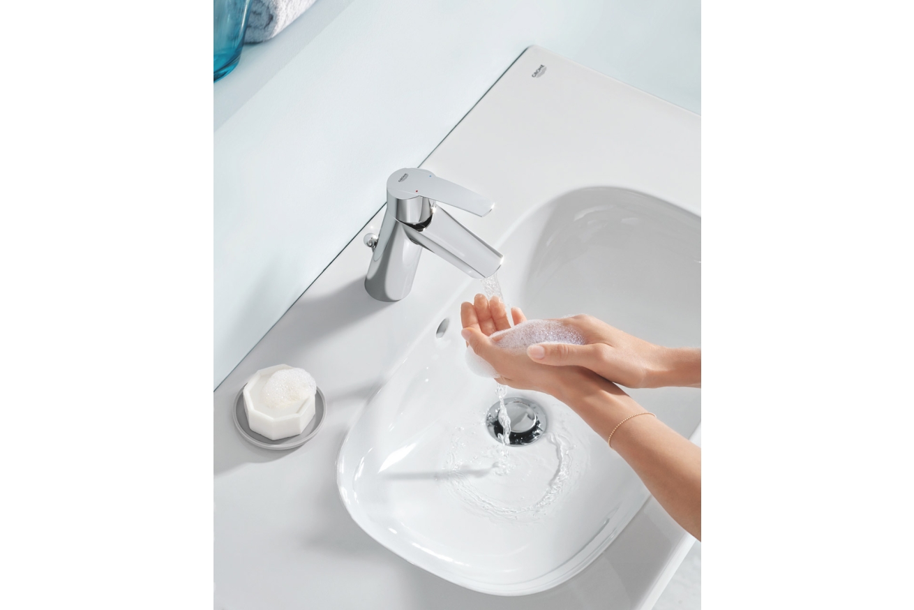 Смеситель для раковины GROHE Start со средним изливом, донный клапан, хром (23455000)