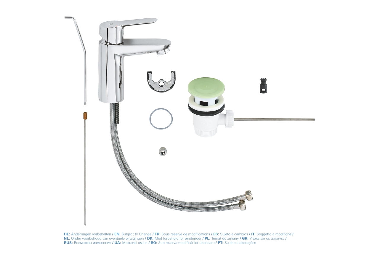 Смеситель для раковины GROHE Start Edge с донным клапаном, хром (23342000)