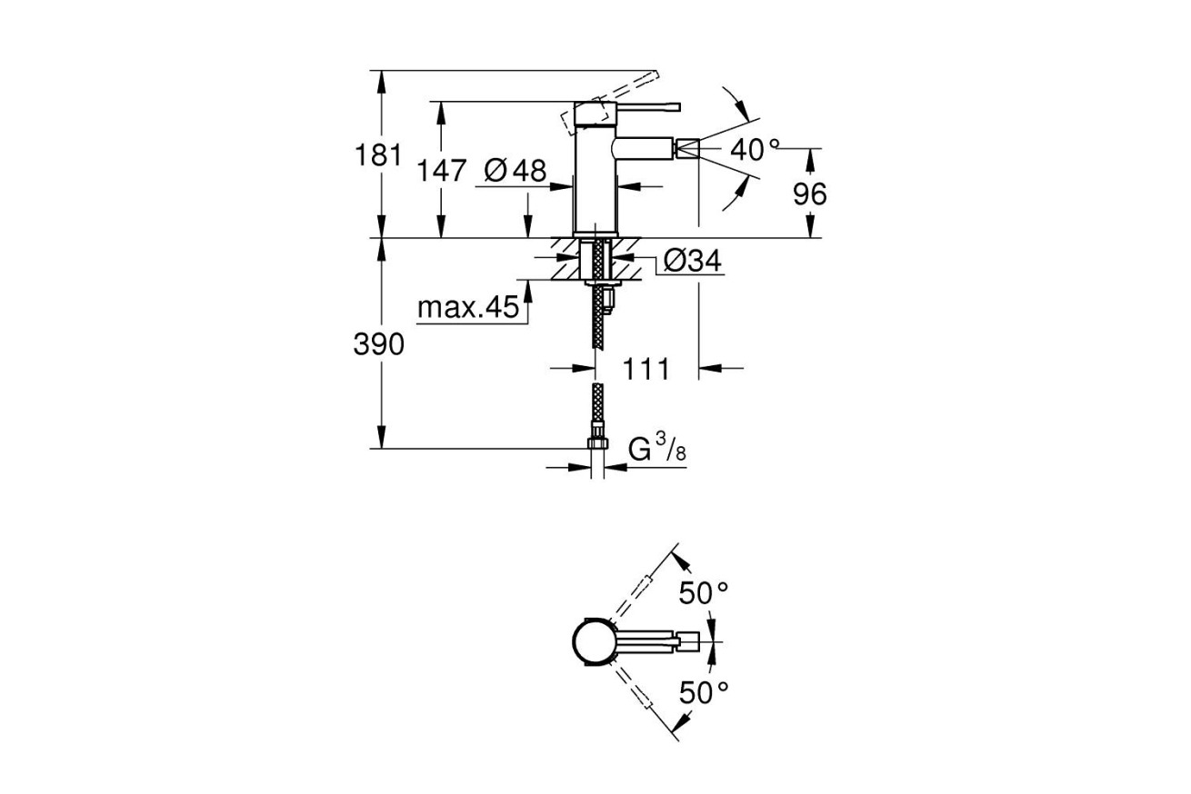 Смеситель для биде GROHE Essence, фантомный черный (24395KF1)
