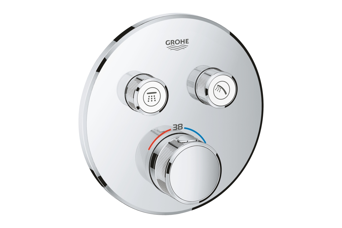 Внешняя часть термостата для ванны и душа GROHE Grohtherm SmartControl на 2 потребителя, круглая, хром (29119000)