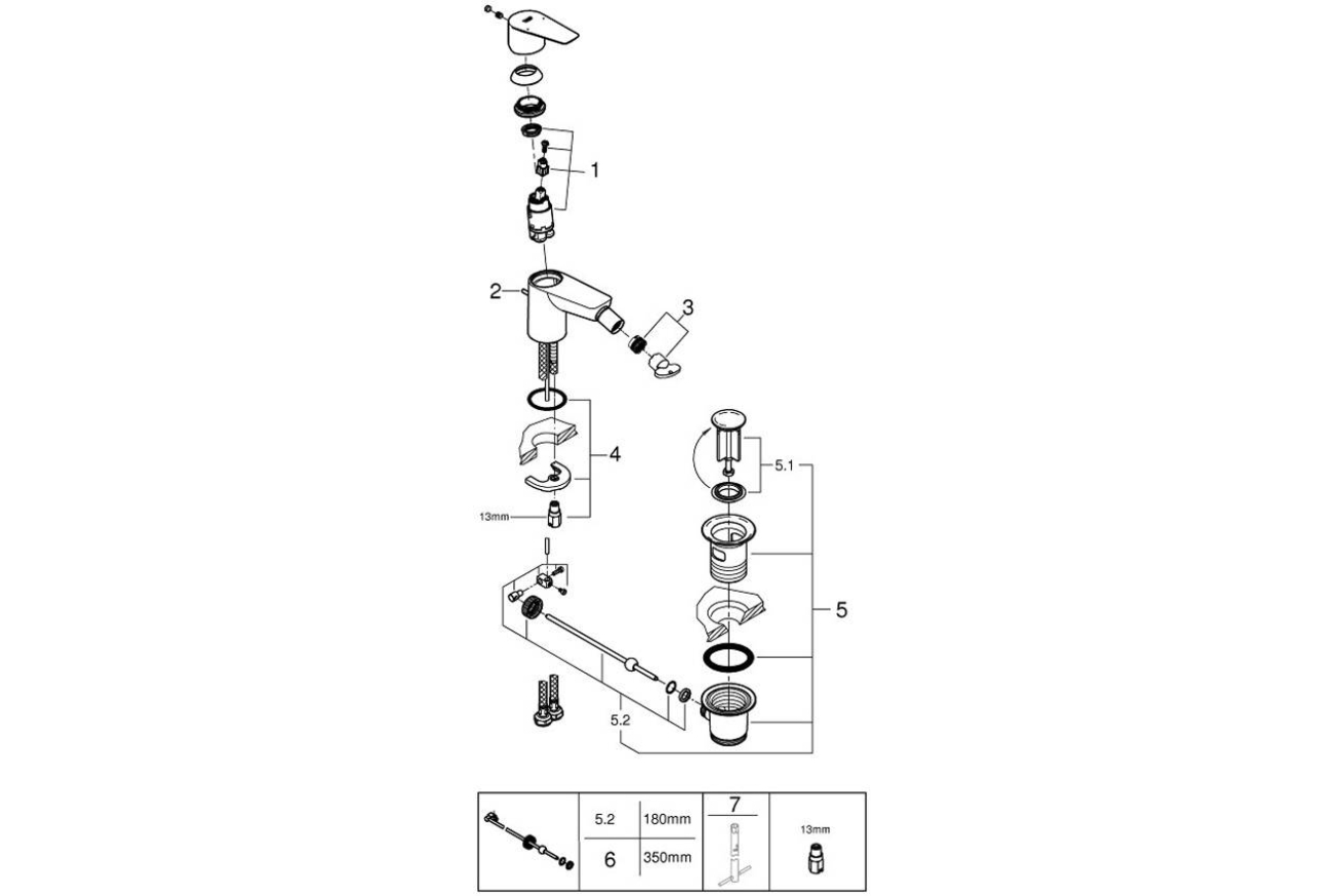 Смеситель для биде GROHE BauEdge, S-size, хром (23331001)
