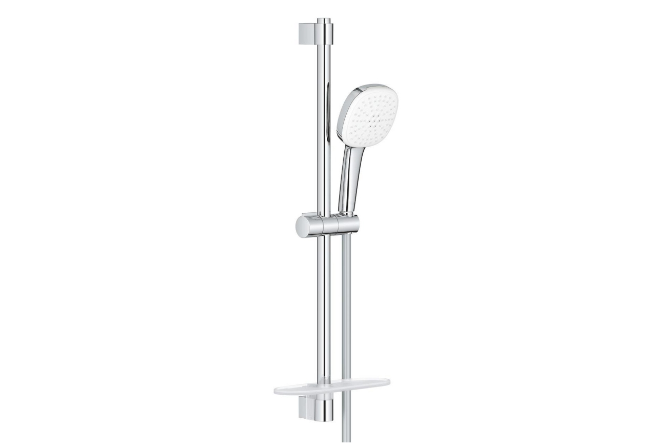 Душевой гарнитур GROHE Tempesta Cube 110 с мыльницей, 2 режима струи, душевая штанга 600 мм, 13,5 л/мин, хром (27928003)