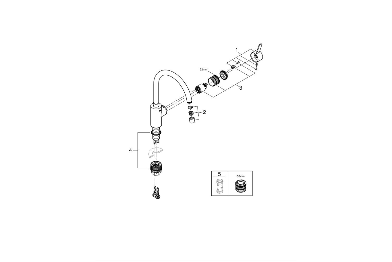 Смеситель для кухни GROHE Eurosmart Cosmopolitan, хром (32843002)