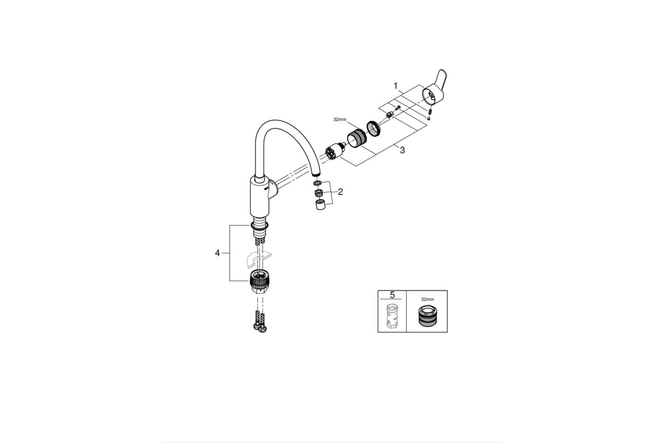 Смеситель для кухни GROHE Eurostyle Cosmopolitan, хром (33975004)