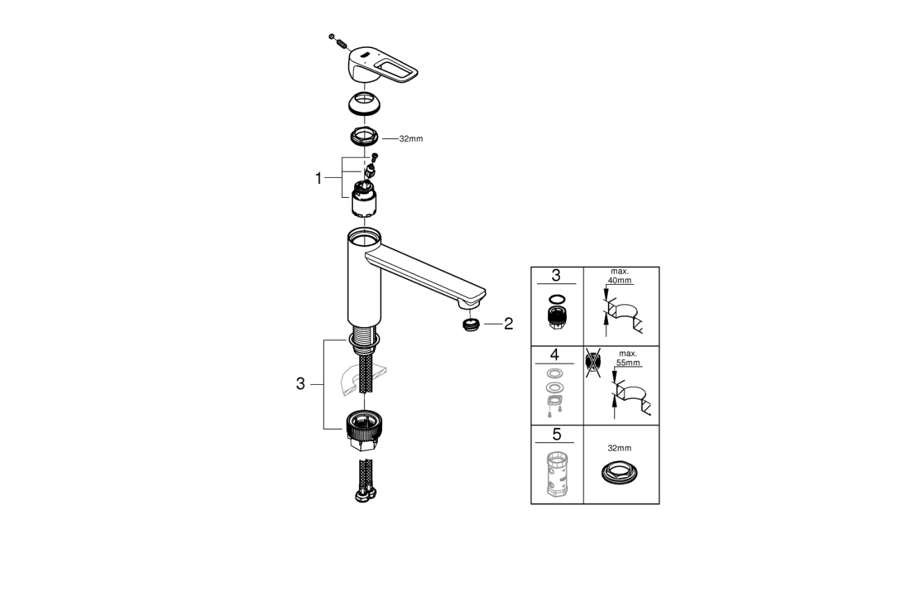 Смеситель для кухни GROHE BauLoop, хром (31706000)