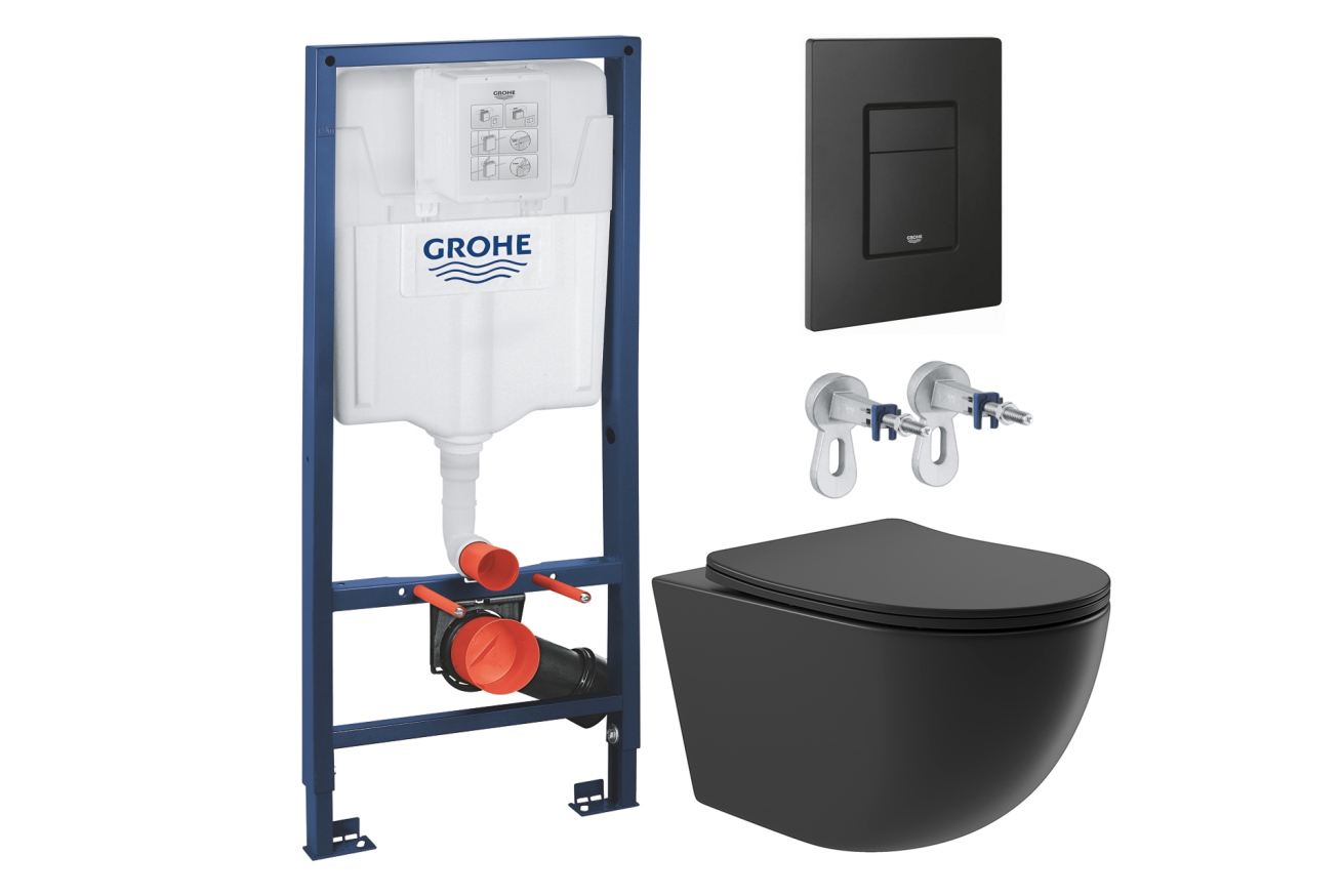 Комплект инсталляции GROHE Solido 38811KF0 с унитазом Aqueduto OVO OVO0140 и сиденьем с микролифтом (NW0231)