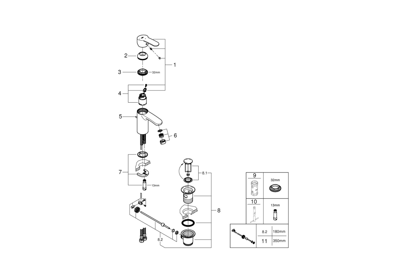 Смеситель для раковины GROHE Eurostyle Cosmopolitan, S-size, хром (2337420E)