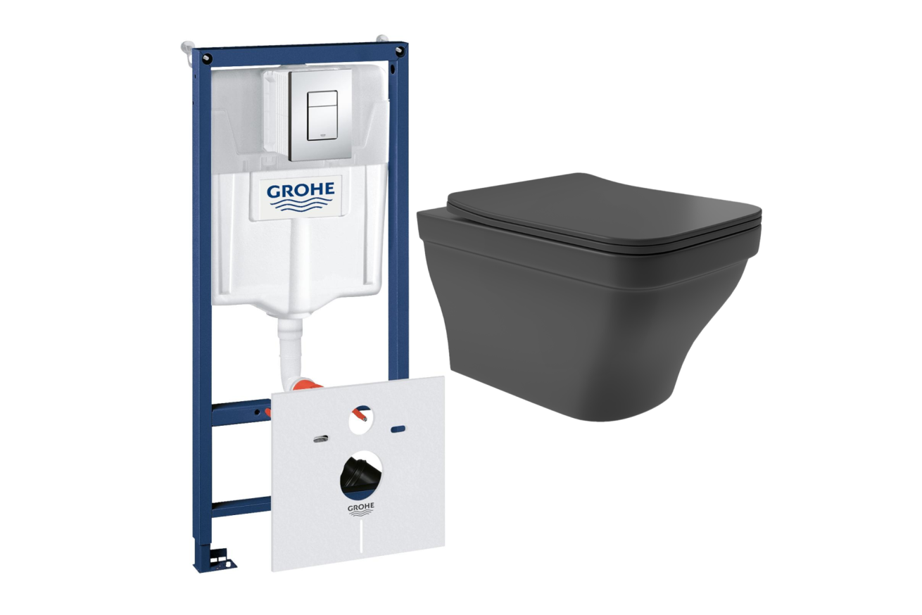Комплект инсталляции GROHE Rapid SL 38775001 с унитазом Aqueduto ESTETA EST0140 и сиденьем с микролифтом (NW0245)
