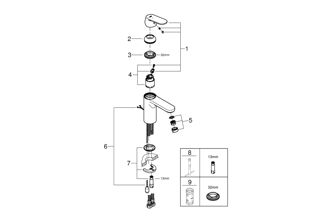 Смеситель для раковины GROHE Eurosmart Cosmopolitan, M-size, хром (2339700E)