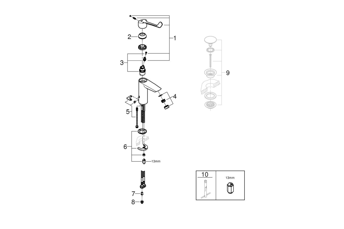 Смеситель для раковины GROHE Eurosmart, M-size, хром (23985003)