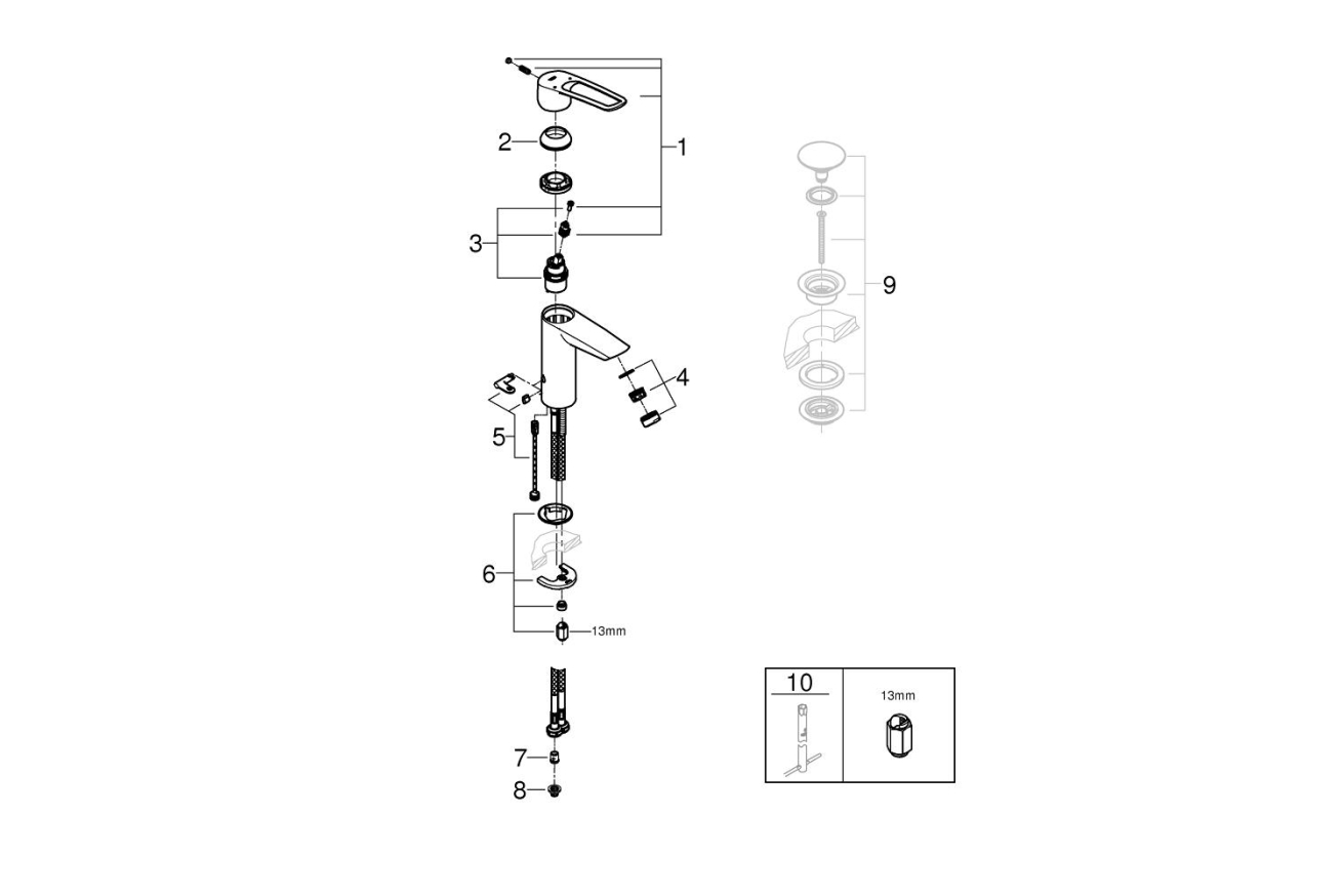 Смеситель для раковины GROHE Eurosmart, M-size, хром (23987003)