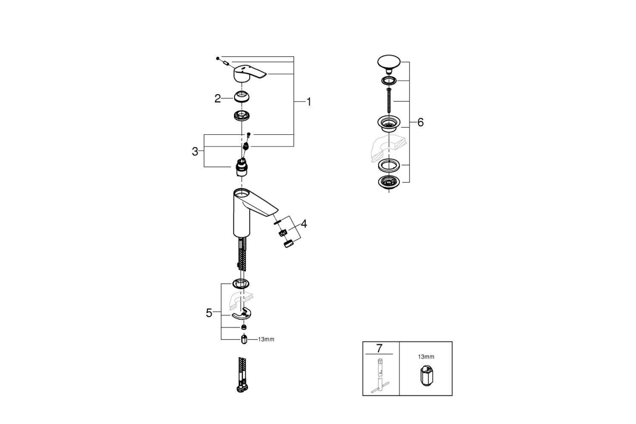 Смеситель для раковины GROHE Eurosmart, M-size, хром (23989003)