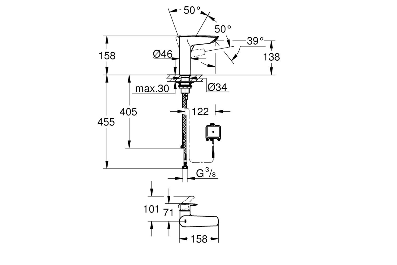 Смеситель для раковины GROHE Eurosmart, M-size, хром (23975003)