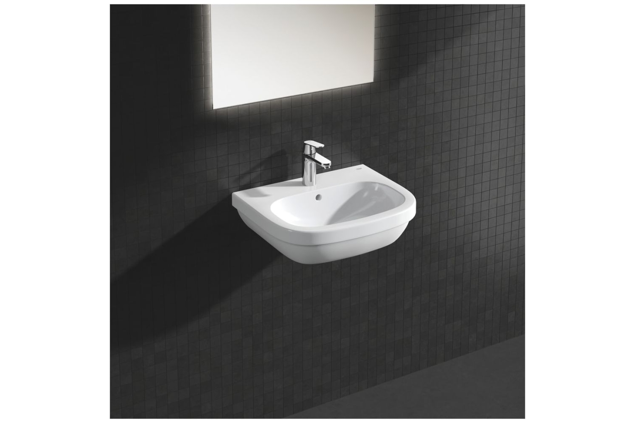 Раковина GROHE Euro Ceramic + Смеситель для раковины GROHE Eurosmart Cosmopolitan с донным клапаном, средний излив (NC0004)