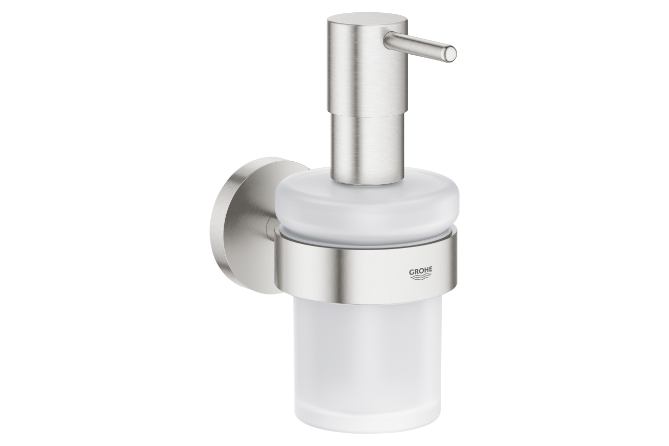 Дозатор жидкого мыла GROHE Essentials с держателем, суперсталь (40448DC1)