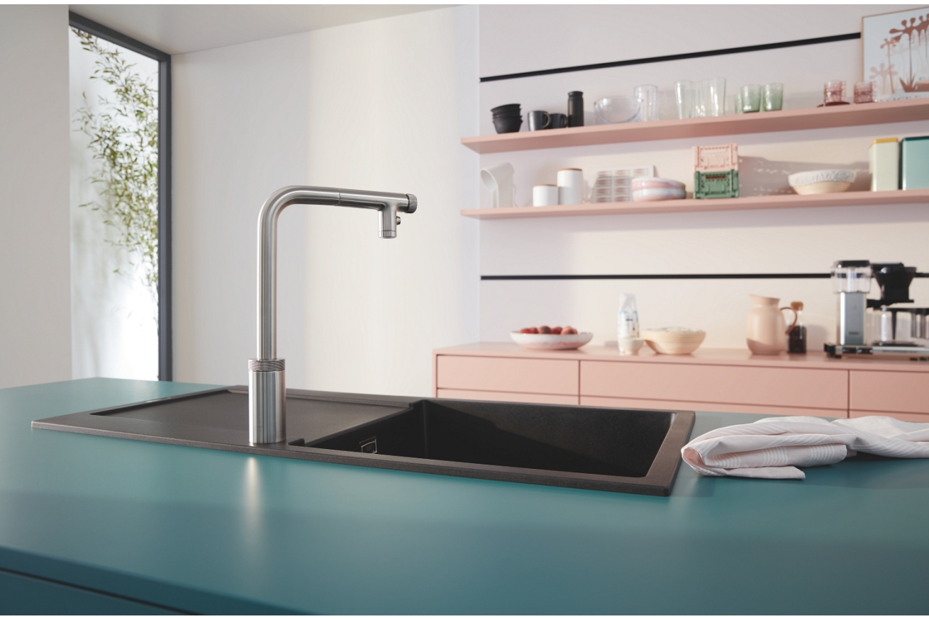 Смеситель для кухни GROHE Minta SmartControl с вытяжным изливом 2jet, суперсталь (31889DC0)