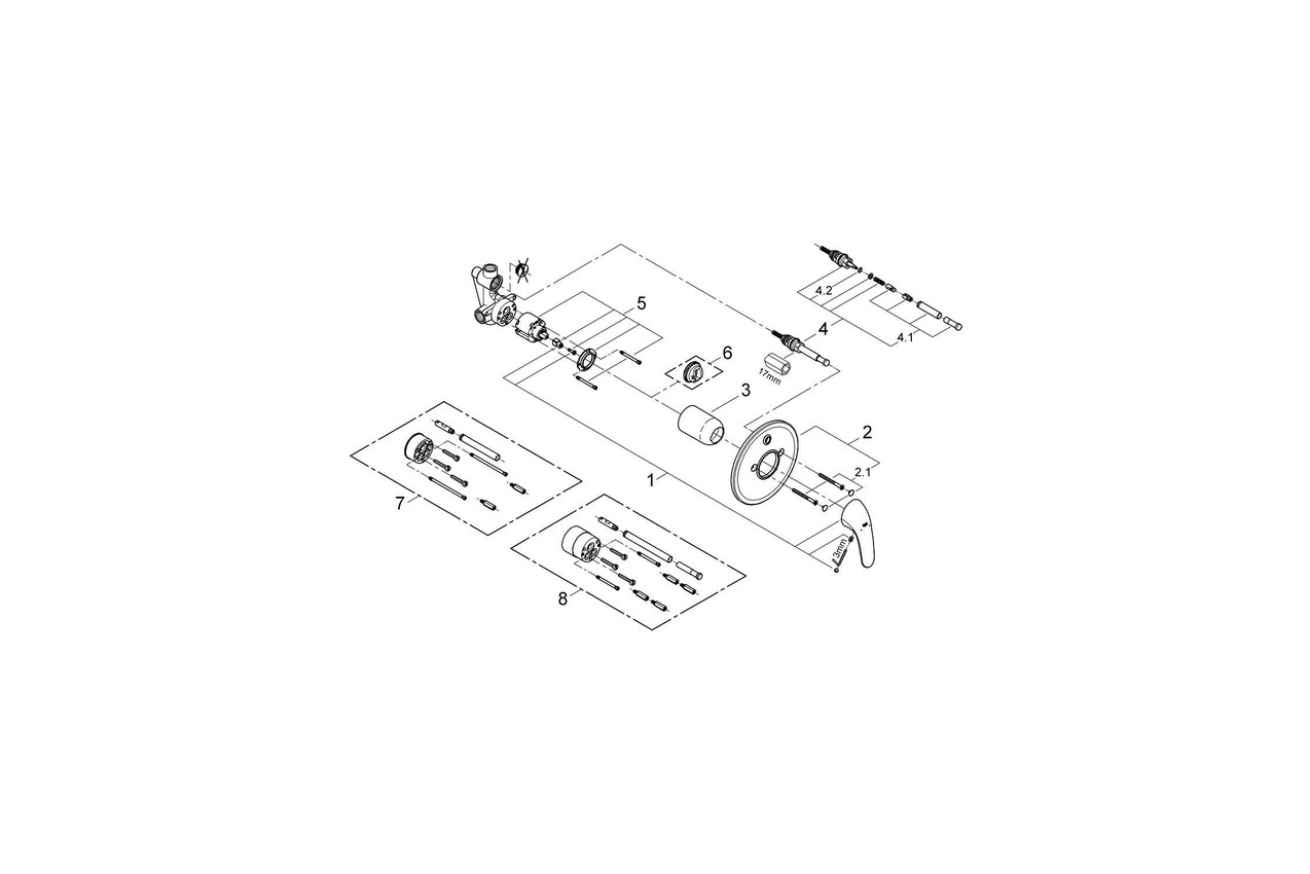 Смеситель для ванны GROHE Euroeco в комплекте с монтажной , хром (32747000)