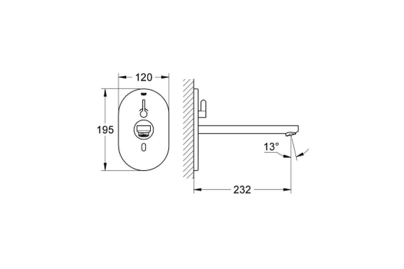 Внешняя часть смесителя для раковины GROHE Eurosmart Cosmopolitan E инфракрасный, хром (36376000)