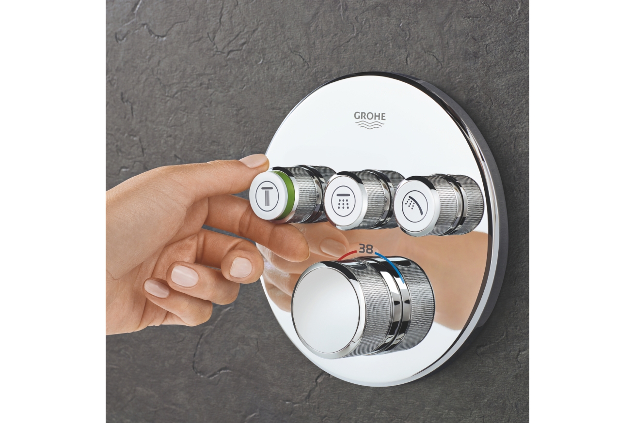 Внешняя часть термостата для ванны и душа GROHE Grohtherm SmartControl на 3 потребителя, хром (29121000)