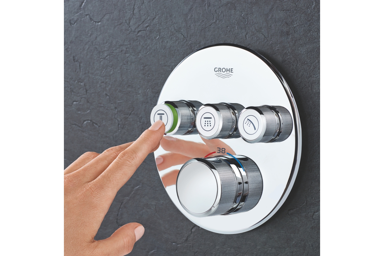 Внешняя часть термостата для ванны и душа GROHE Grohtherm SmartControl на 3 потребителя, хром (29121000)