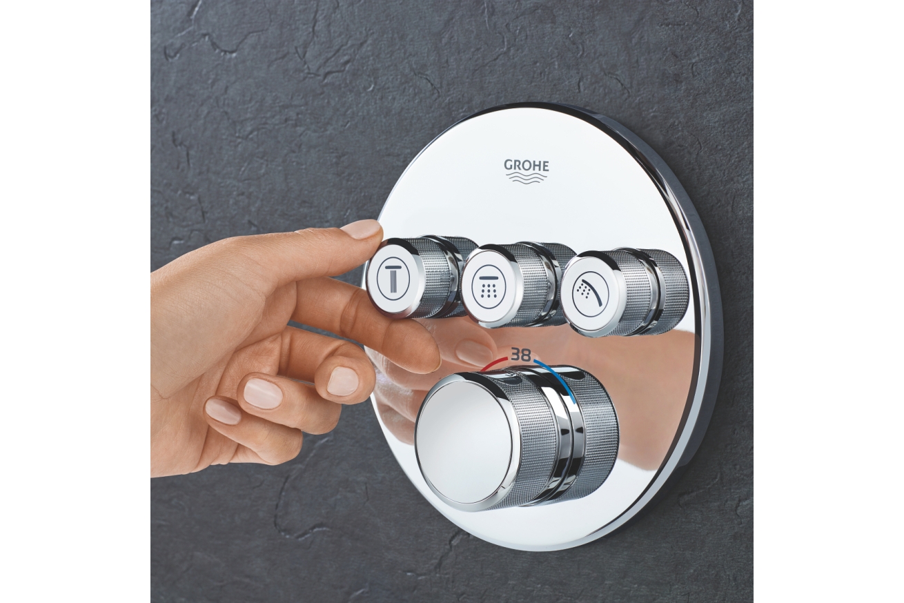 Внешняя часть термостата для ванны и душа GROHE Grohtherm SmartControl на 3 потребителя, хром (29121000)