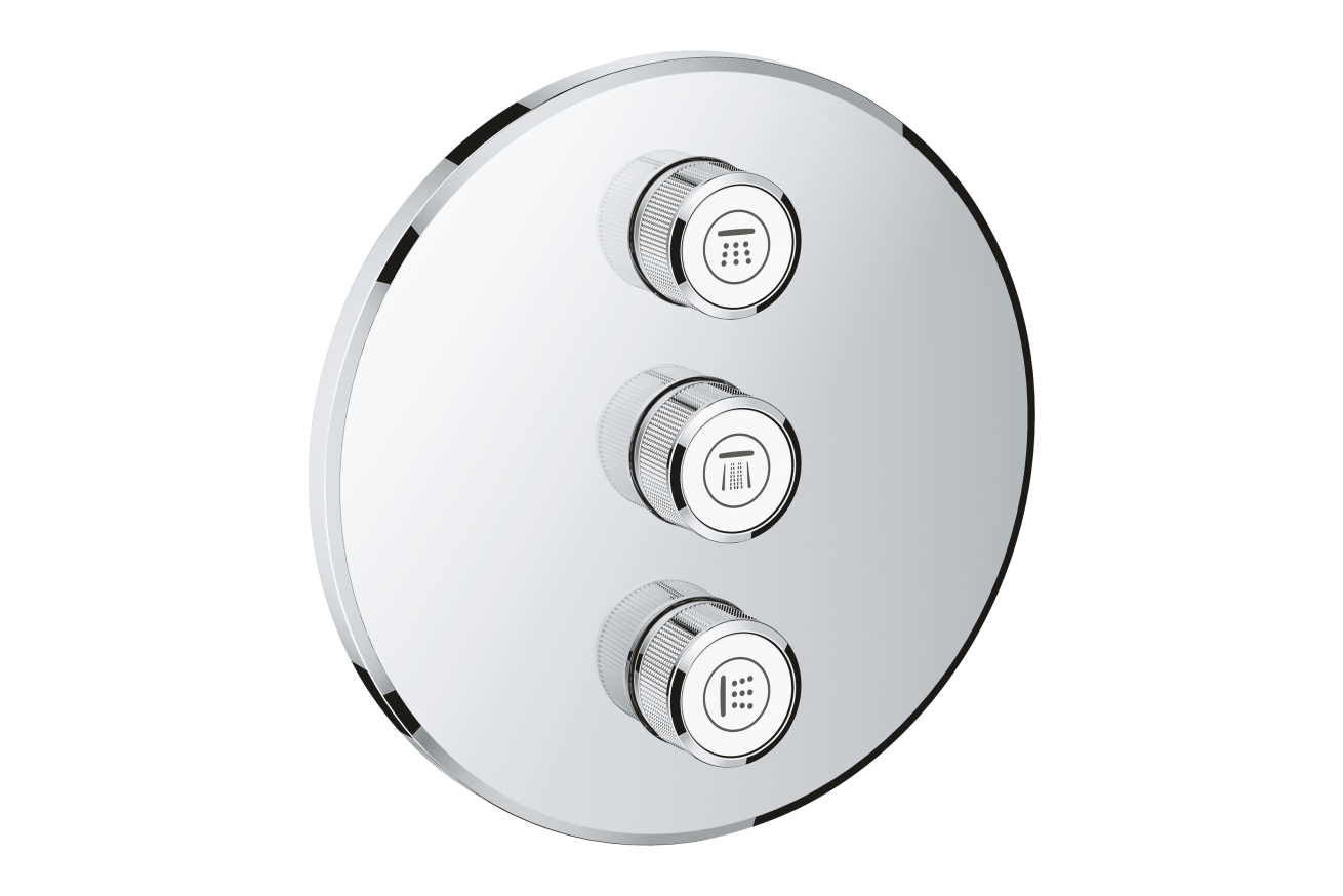 Внешняя часть переключателя потоков GROHE Grohtherm SmartControl на 3 положения, круглая, хром (29122000)