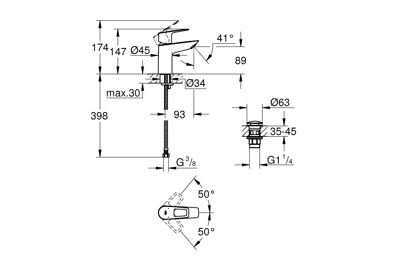 Смеситель для раковины GROHE BauLoop, S-size, хром (23878001)