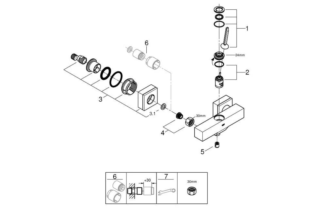 Смеситель для душа GROHE Eurocube Joy, хром (23665000)
