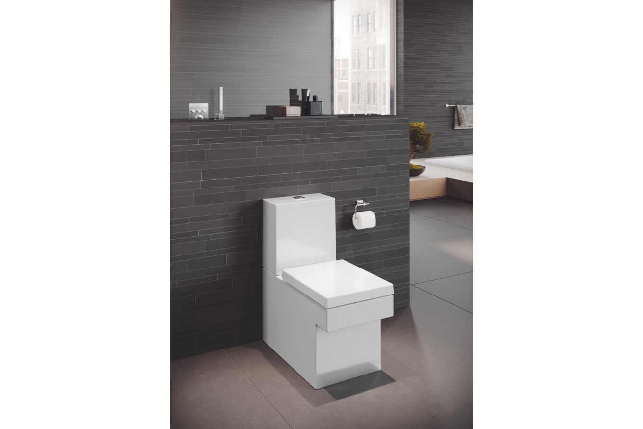 Унитаз напольный с бачком и сиденьем с микролифтом GROHE Cube Ceramic, альпин-белый (NW0037)