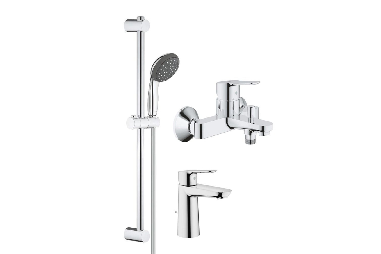 Комплект смесителей GROHE Start Edge для раковины, ванны с душевым гарнитуром, хром (120210)