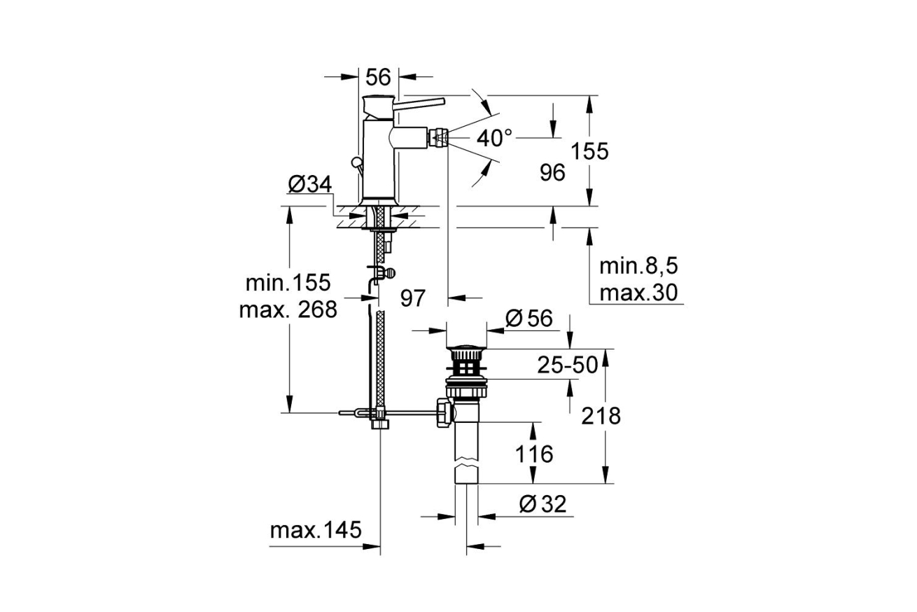 Смеситель для биде GROHE BauClassic, хром (32864000)