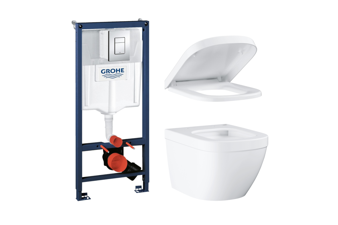 Комплект инсталляции GROHE Rapid SL 3 в 1 с унитазом Euro Ceramic и сиденьем с микролифтом (NW0113)
