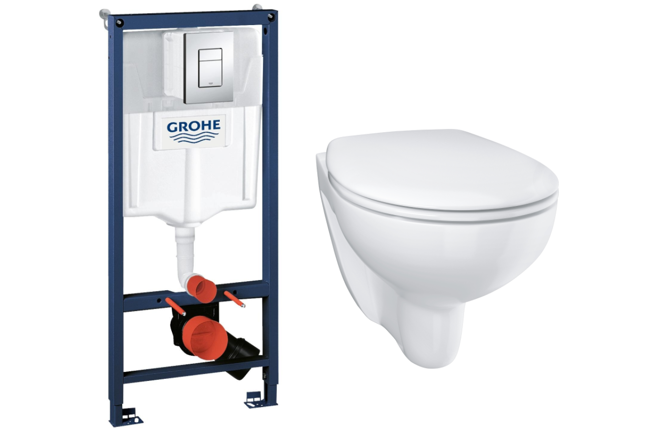 Комплект инсталляции GROHE Rapid SL 3 в 1 с унитазом Bau Ceramic и сиденьем (NW0114)
