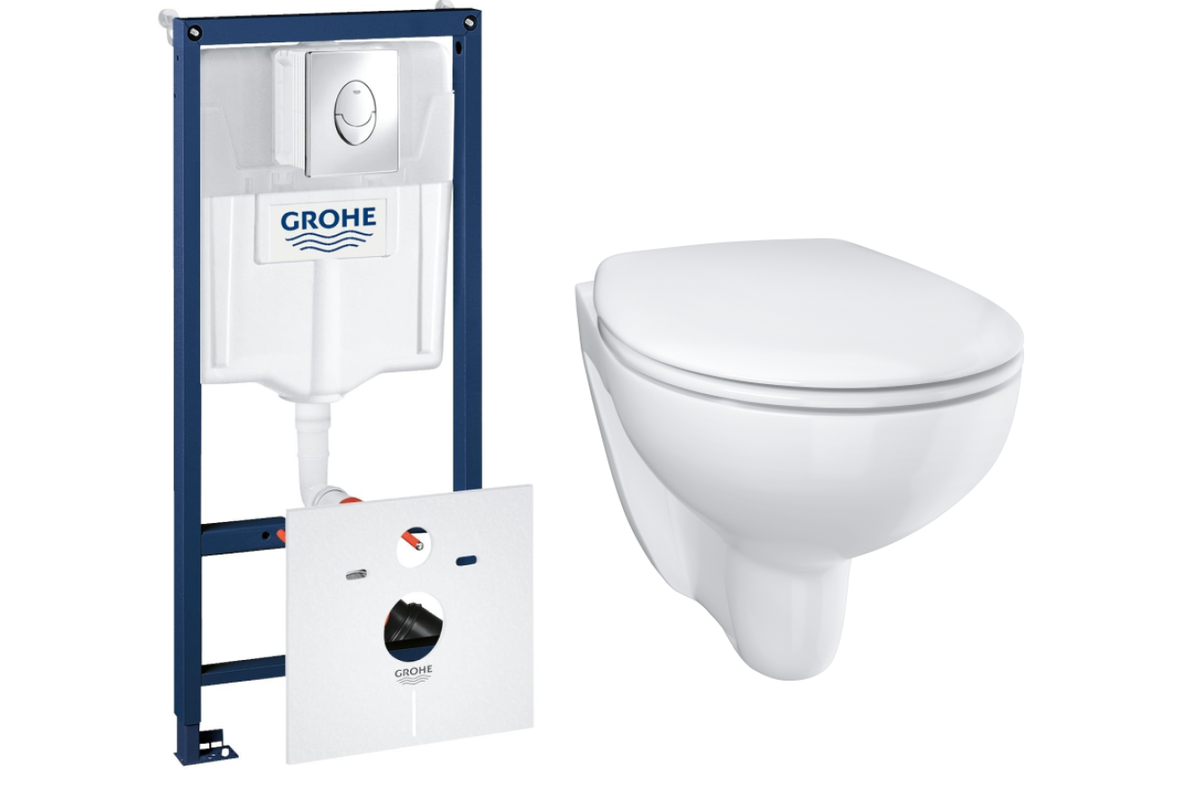 Комплект инсталляции GROHE Rapid SL 4 в 1 с унитазом Bau Ceramic и сиденьем (NW0115)