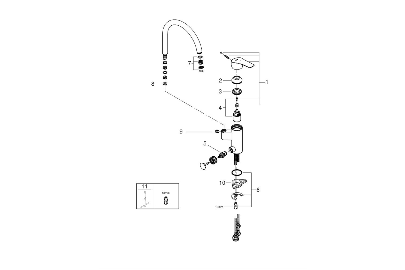 Смеситель для кухни GROHE Eurosmart, хром (31786001)