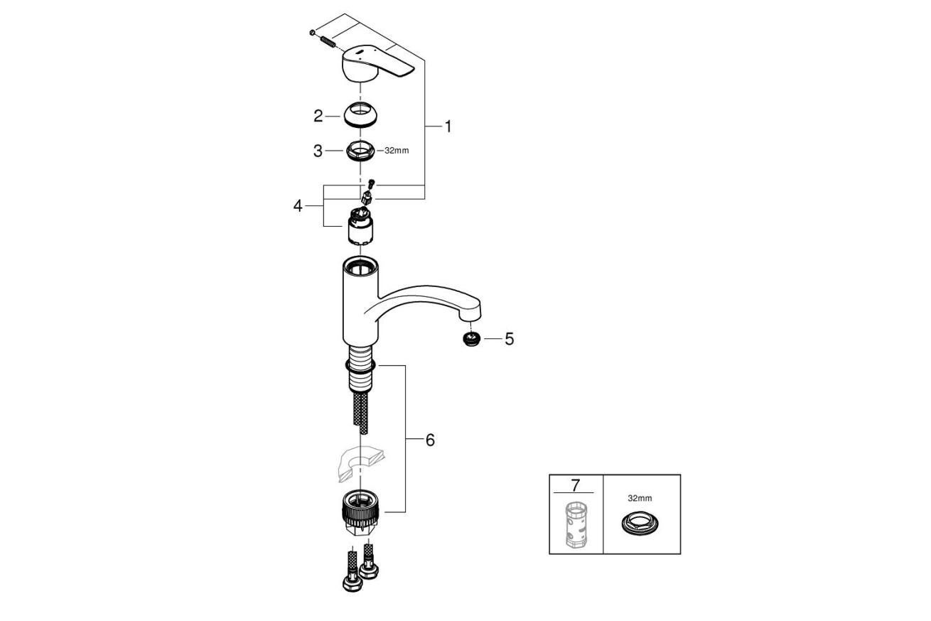 Смеситель для кухни GROHE Eurosmart, хром (30506000)