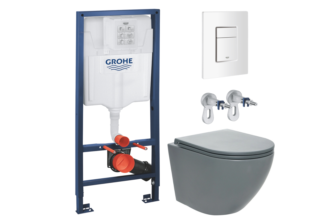 Комплект инсталляции GROHE Rapid SL 38772SH0 с унитазом AQUAme AQM2002MGR и сиденьем с микролифтом (NW0285)