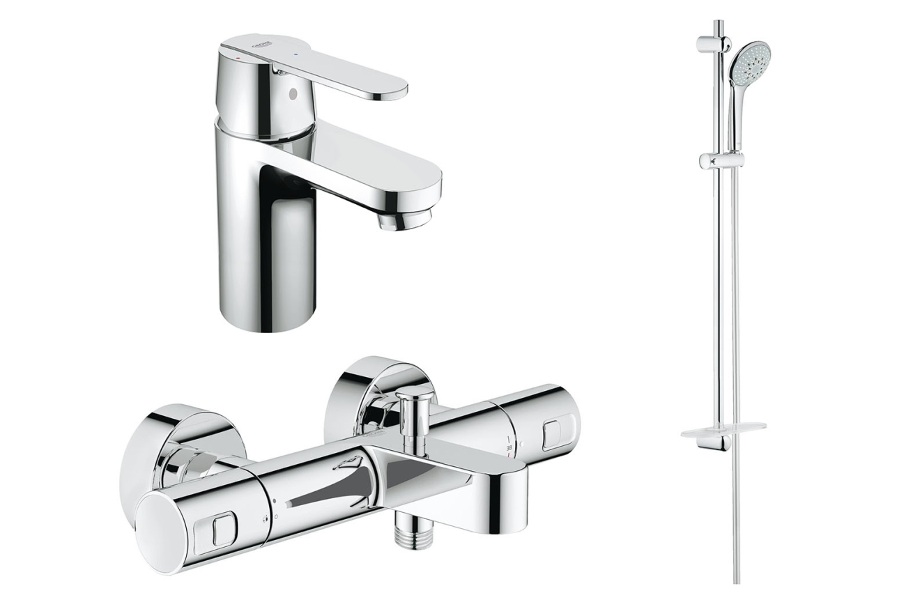Комплект смесителей для ванной комнаты GROHE Precision Joy и GROHE Get с душевым гарнитуром, хром (NBT0001)