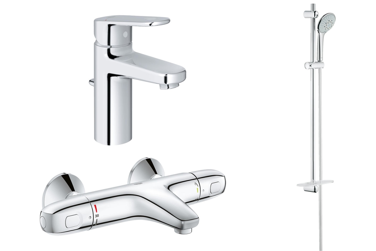 Комплект смесителей для ванной комнаты GROHE Grohtherm 1000 и Europlus с душевым гарнитуром, хром (NBT0002)