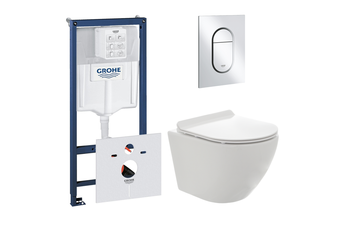 Комплект инсталляции GROHE NW0145/S с унитазом AQUAme AQM2002PRO и сиденьем с микролифтом (NW0183)