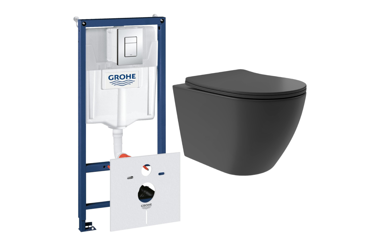 Комплект инсталляции GROHE Rapid SL 38775001 с унитазом Aqueduto OVO Plus OVOT0240 и сиденьем с микролифтом (NW0242)
