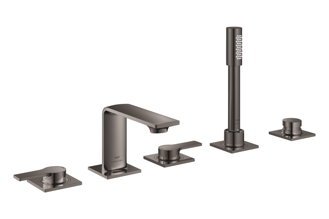 Смеситель для ванны GROHE Allure двухвентильный, на 5 отверстий, на край ванны, темный графит глянец (25221A01)